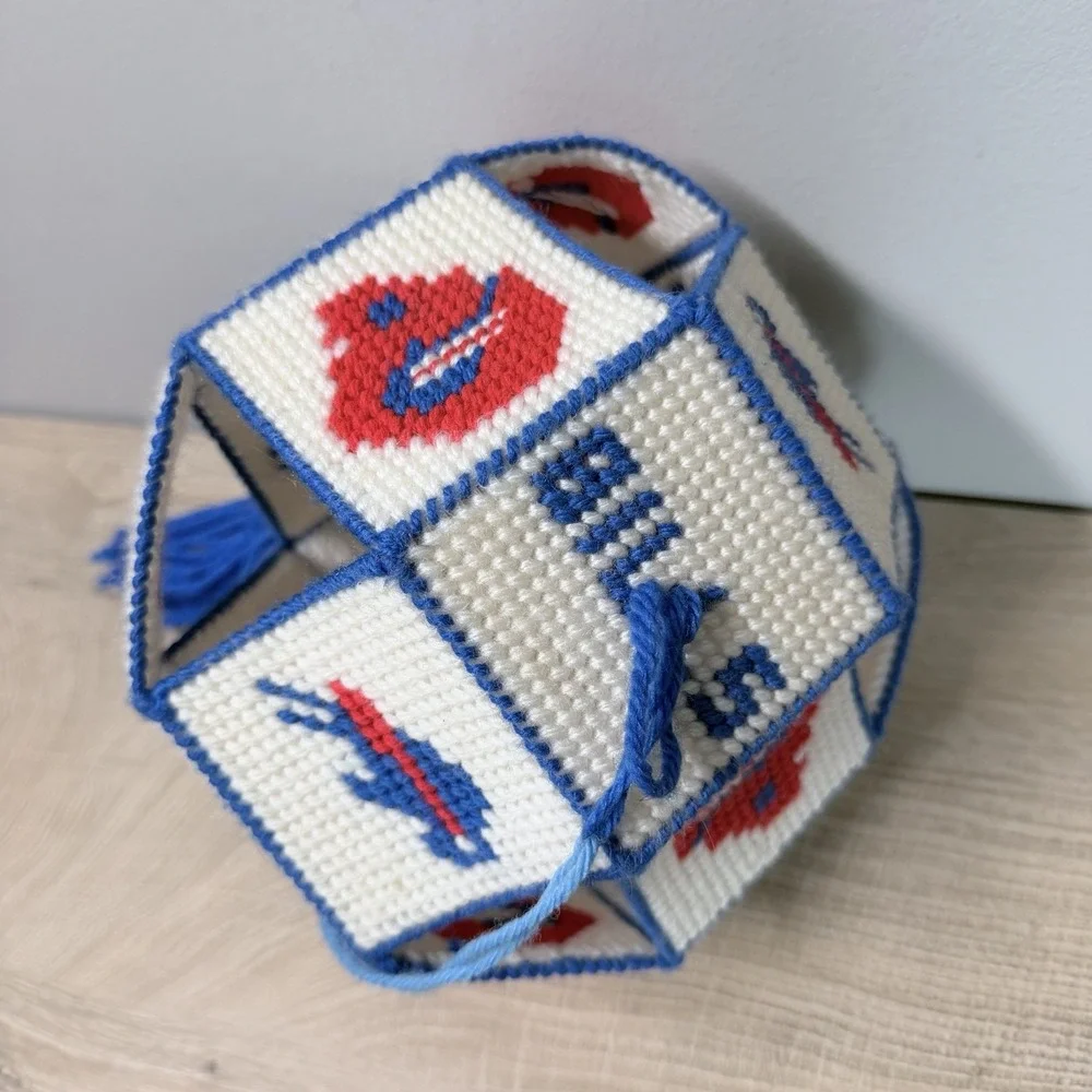 Buffalo Bills Needlepoint Plastic Canvas Hanging  Decor Tassel Handmade 1990s